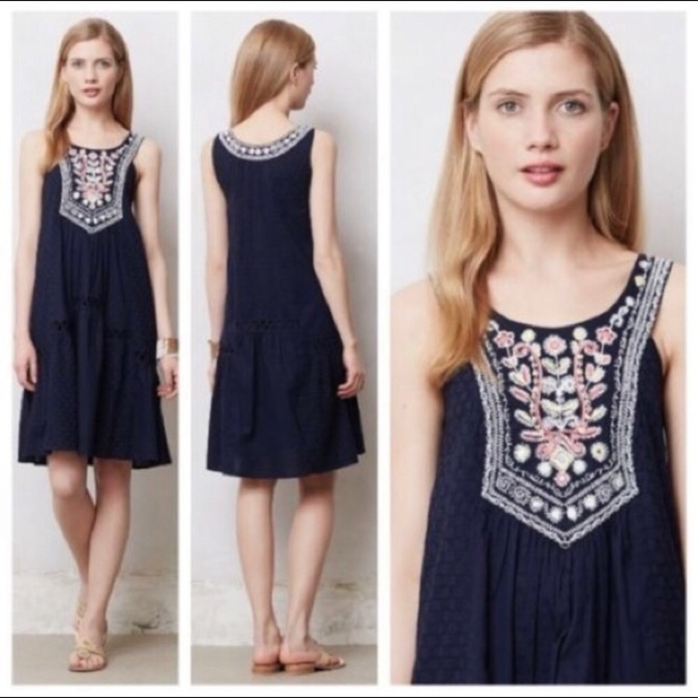 Anthropologie (Maeve) navy Tisa swing dress